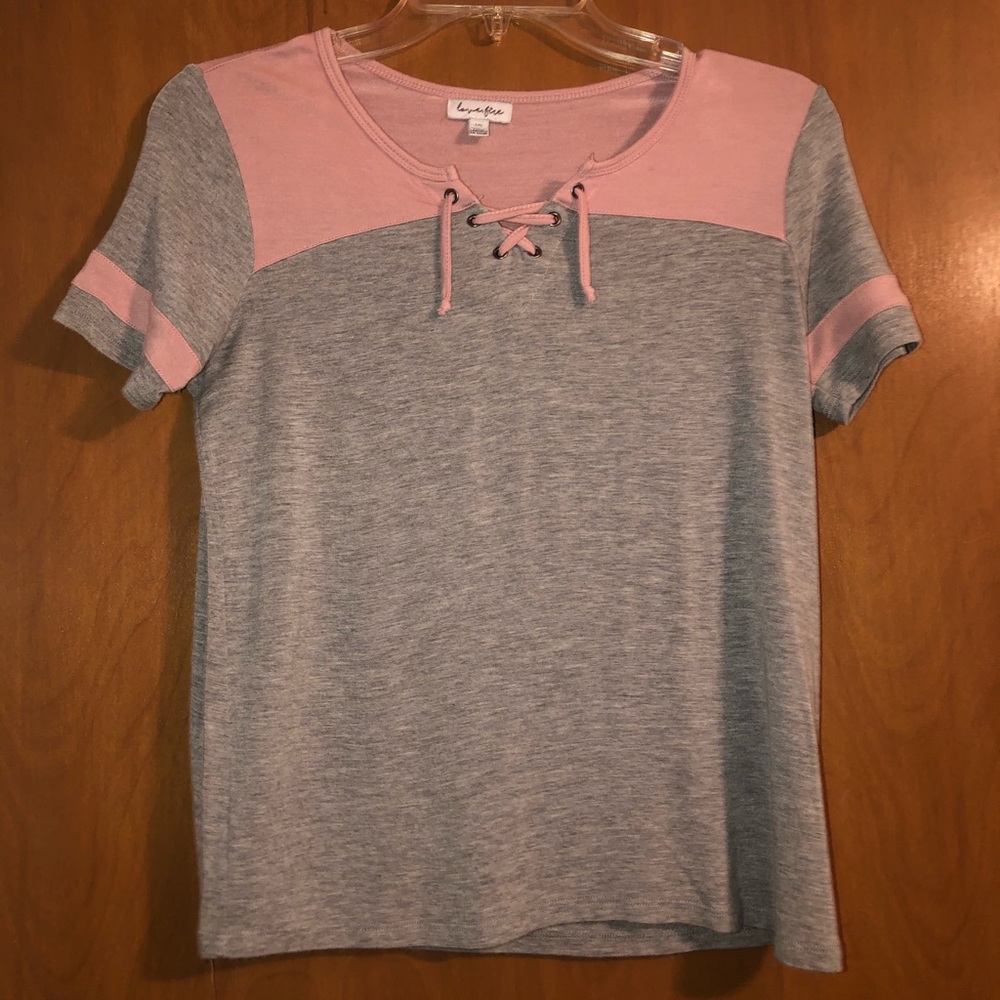 girls Nordstrom pink and grey basic style tshirt